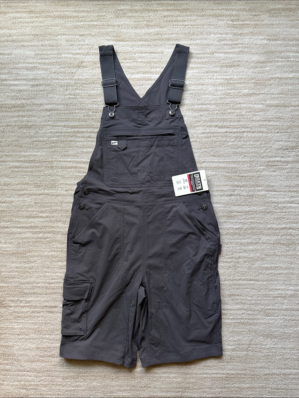 NWT Duluth Trading Co Women's Heirloom Gardening Short Overalls Grey Size Small